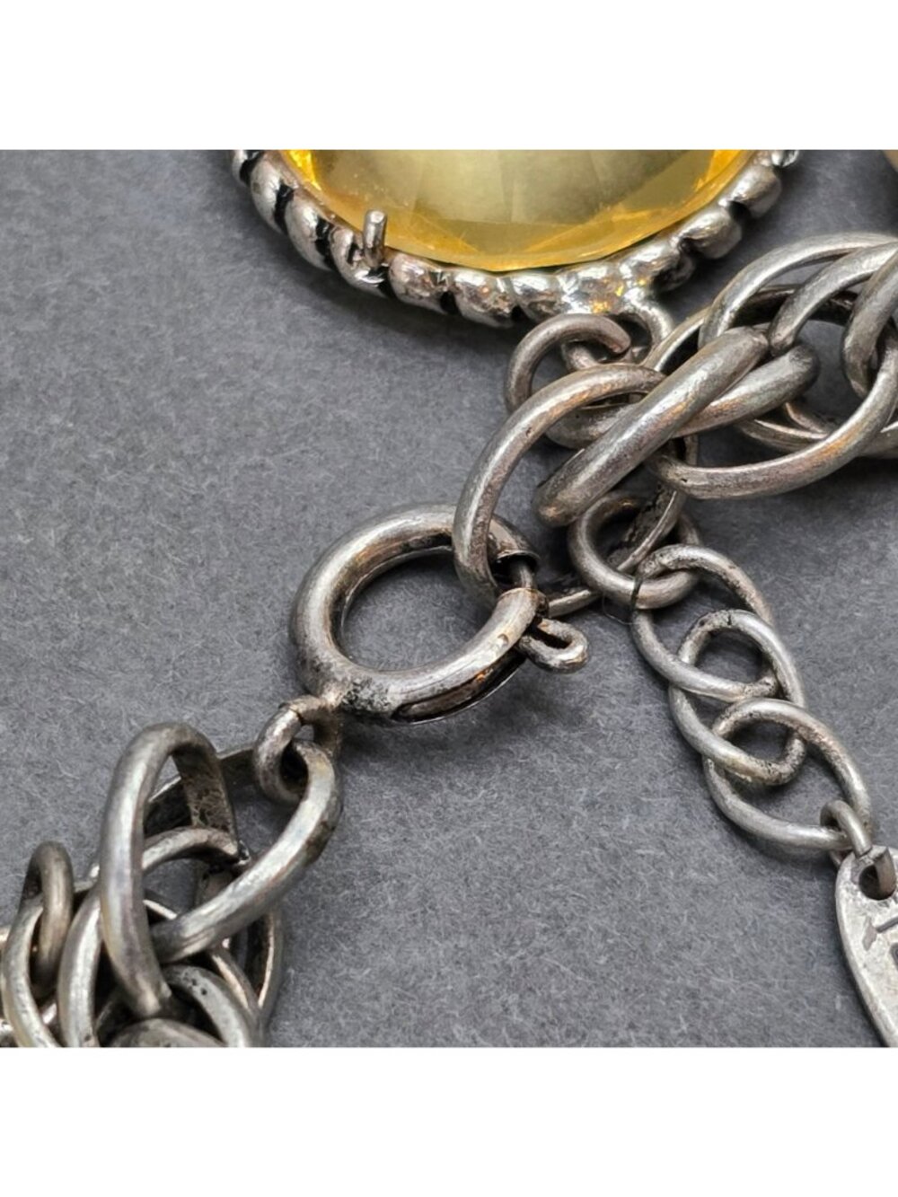 Talbots Silver Tone Chunky Charm Bracelet 7.25" Lucite Faux Pearl Statement - Picture 4 of 14